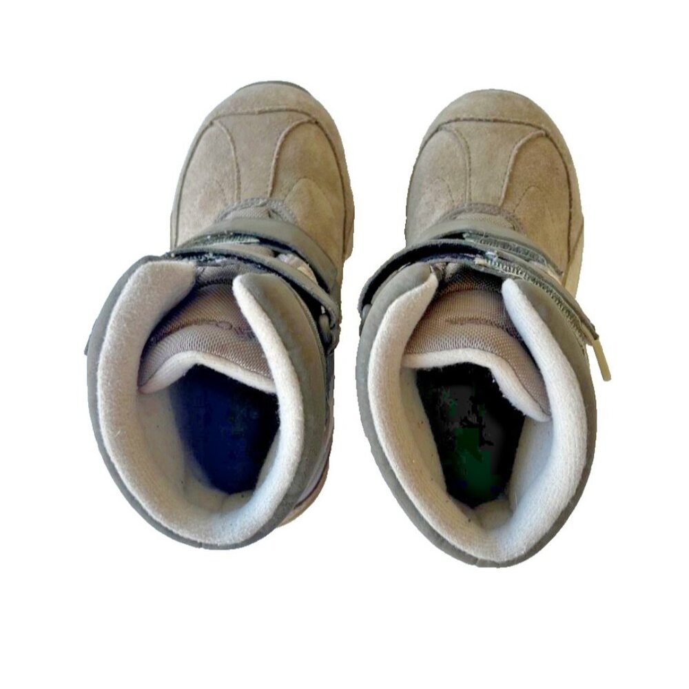 Columbia Nanuk Kids Winter Boots Brown Gray Insulated Hook & Loop Size 12 - Picture 7 of 11